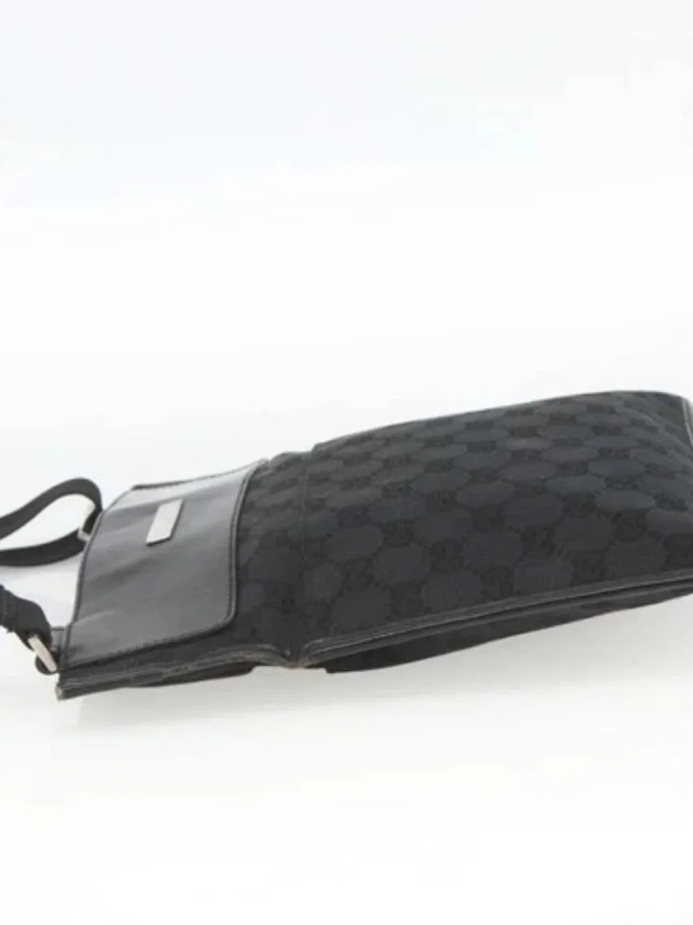 GUCCI GG Canvas Shoulder Bag Black Silver 019 0348 Auth ka3532